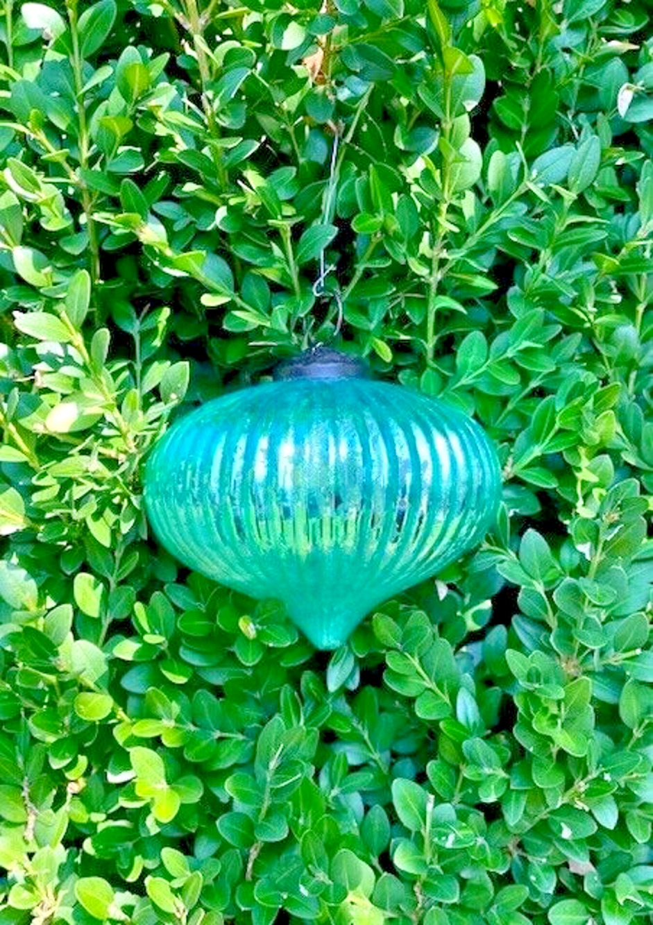 Vintage Christmas Ornament Kugel Style Mercury Glass Ball Flying Saucer 5"